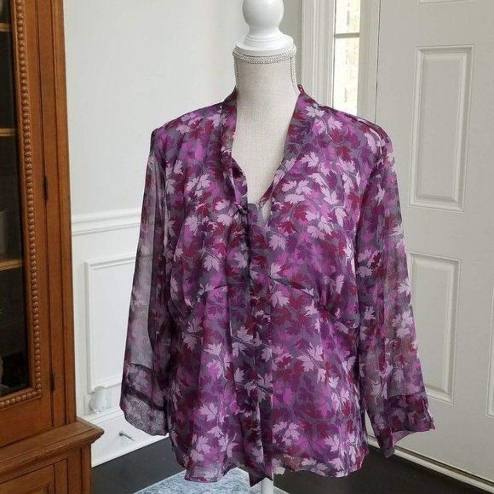 Liz Claiborne Tie Front Blouse in Floral Print